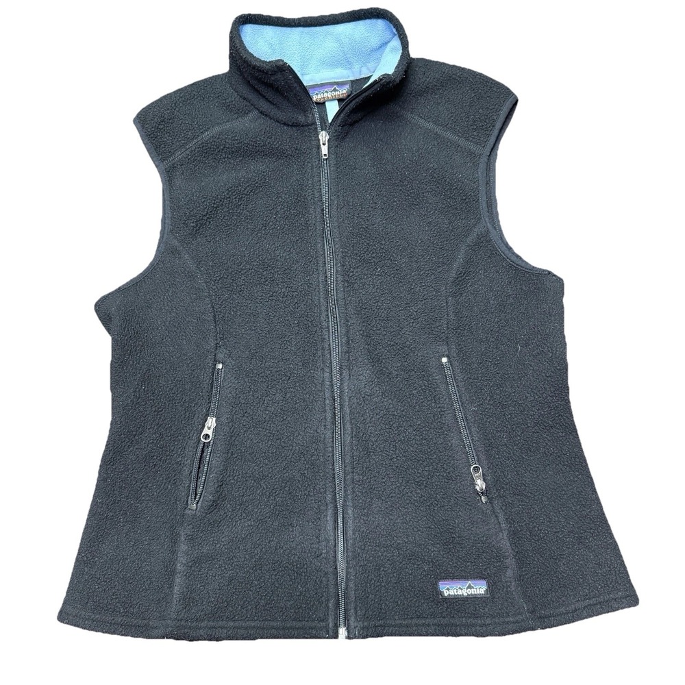 Patagonia Womens Flyer Full Zip Fleece Vest Size Large Made in USA Hiking Black